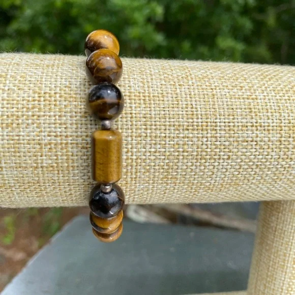 Brown Stone Beaded Bracelet - Picture 2 of 5